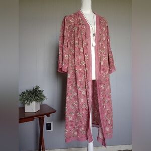 Floral Dusty Pink Paisley and Floral Print Kimono Cardigan Size XS